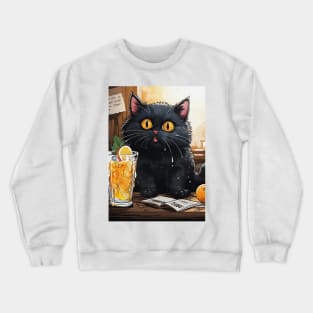 Funny Shocked Black Cat Crewneck Sweatshirt
